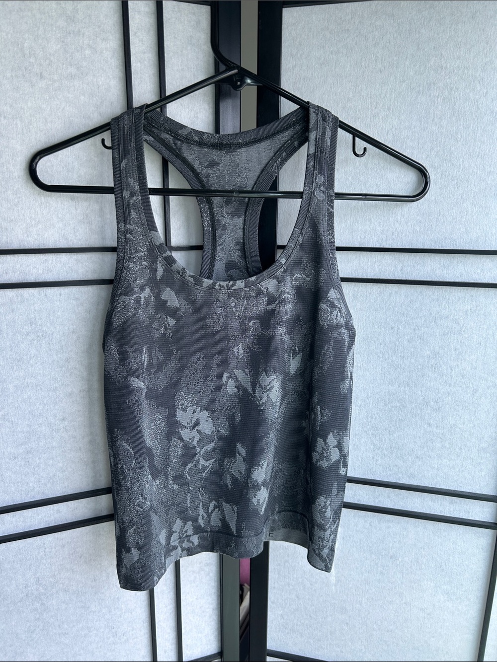 Lululemon athletica Swiftly Tank  Gray Floral Racerback Tank Limited Edition